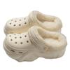 Chaussures trouées en polaire pour femmes automne et hiver 2024 nouvelles chaussures d'extérieur antidérapantes à semelle épaisse rehaussantes pantoufles en coton à tête couverte en peluche pour femmes