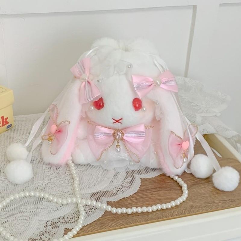 Lolita Plush Bunny Bag With Bow For Daily Use And Collectors Style