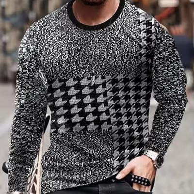 Vintage Men's Long Sleeve T-shirt 3D Stripe Gradient Printed Tshirt Harajuku Oversized Tops Casual Men's Outdoor Jogging T-Shirts