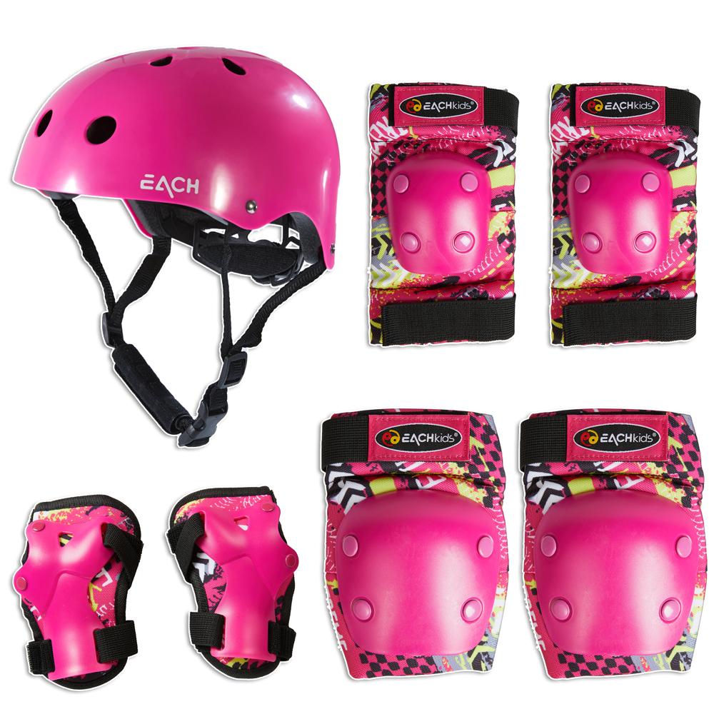 EACHkids Children s Professional Protective Gear and Helmet 7-Piece Set Thickened Protectors Hand Elbow Knee Pad S