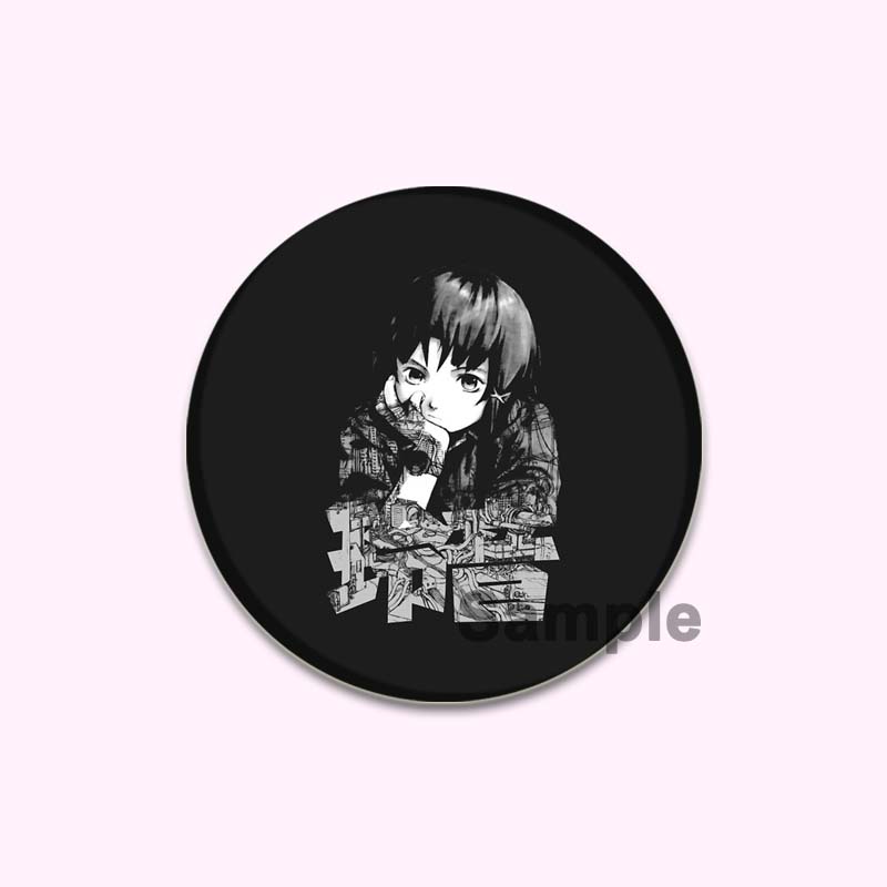 Anime Serial Experiments Lain 32/44/58mm Simple Button Pin Snap In Design Cartoon Brooches Daily Stylish Ornament Handmade Badge