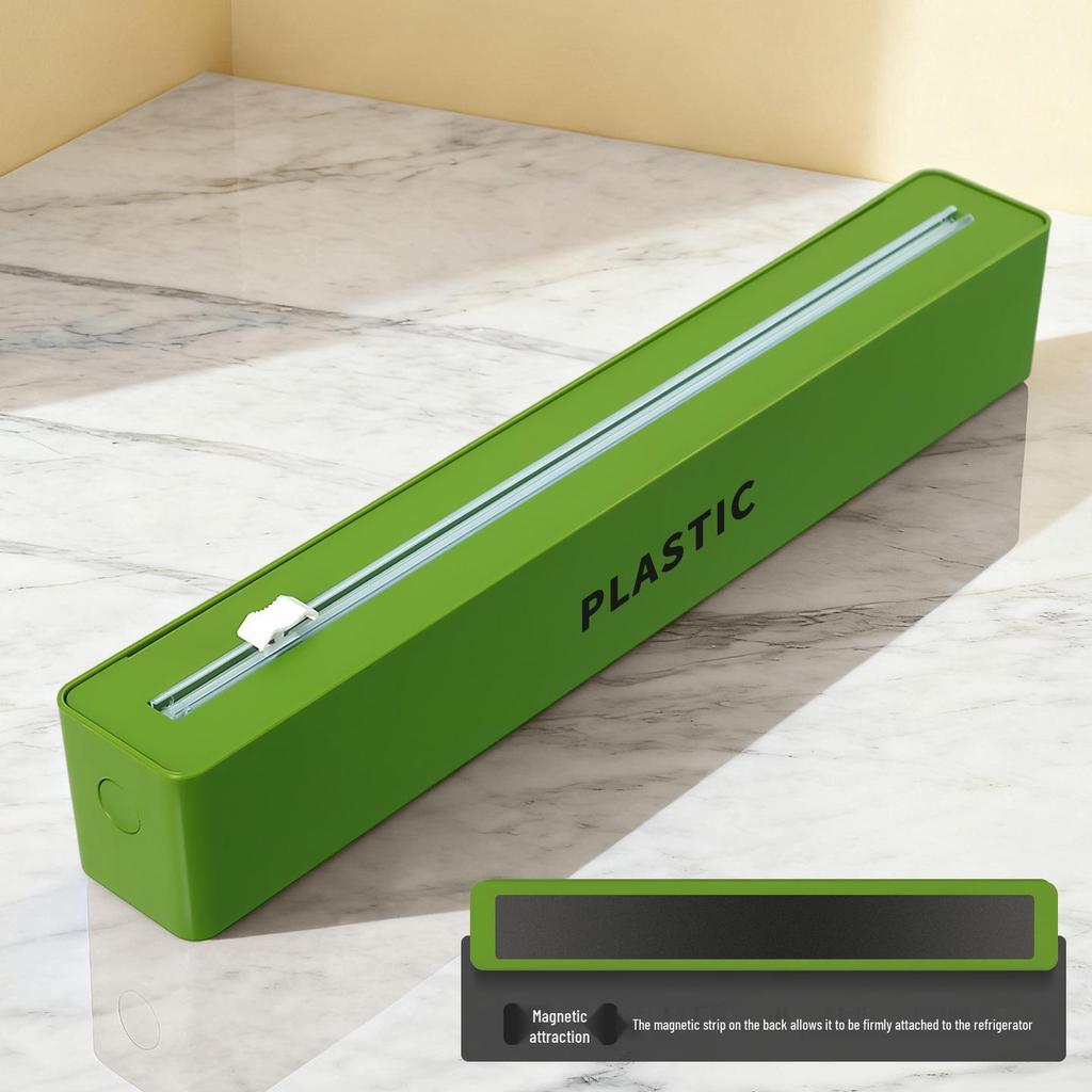 Wall-Mounted Magnetic Cling Film Cutter with Suction Cup & Two-Way Sliding Blade for Foil and Baking Paper