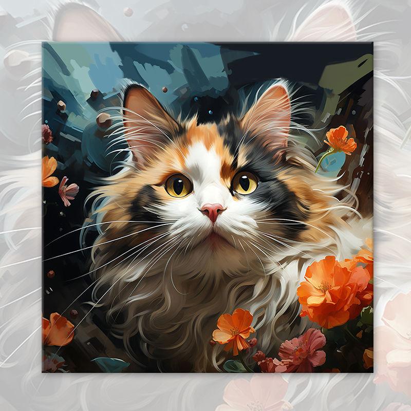 5D Diamond Painting Cat Full Diamond Mosaic Animal Embroidery Flower Craft Kit Handmade Gift