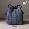 Large Denim Tea Set Carry Bag for Teapot with Four or Six Cups Portable Storage Organizer for Travel Outdoor Use No Cups