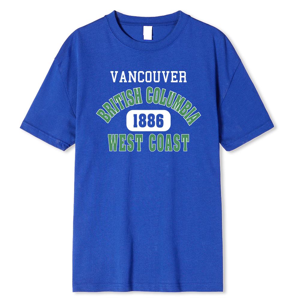 British Columbia West Coast 1886 Green Letter Tshirt Man Casual Tees Breathable Summer Tshirt Short Sleeve