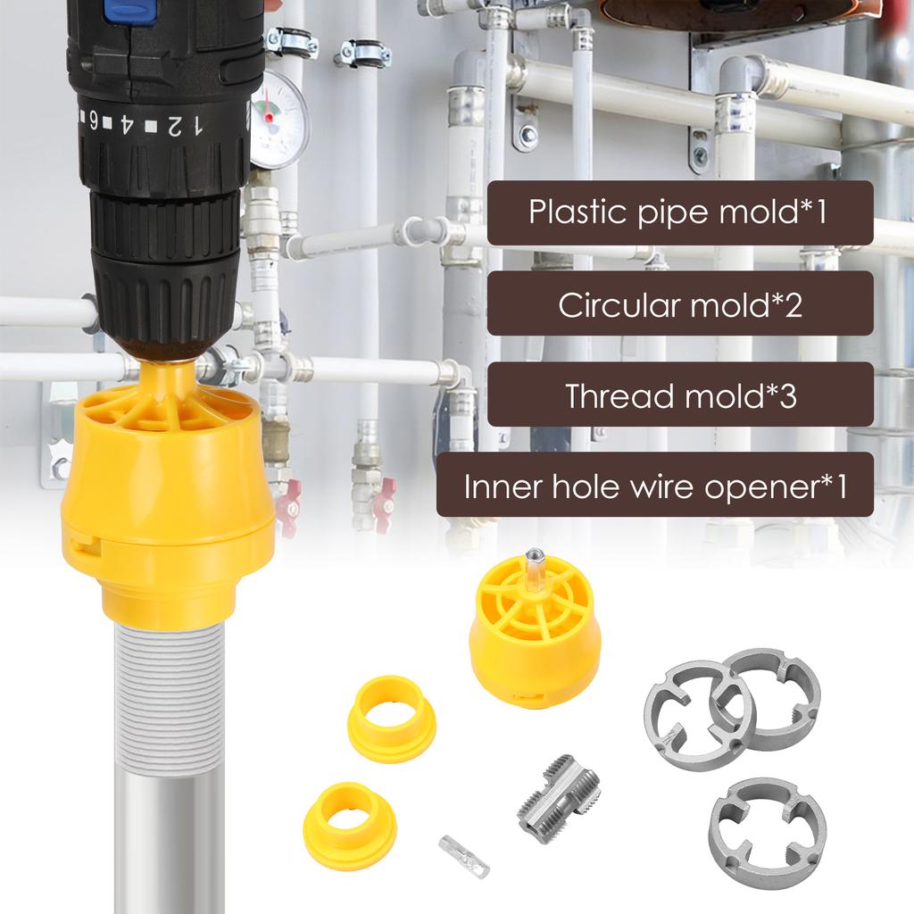 PVC Thread Maker Tool Manual Plumbing Screw Die Wrench Water Pipe Plate Teeth Set with 1/2 Inch 3/4 Inch 1 Inch Dies Pipe Threa