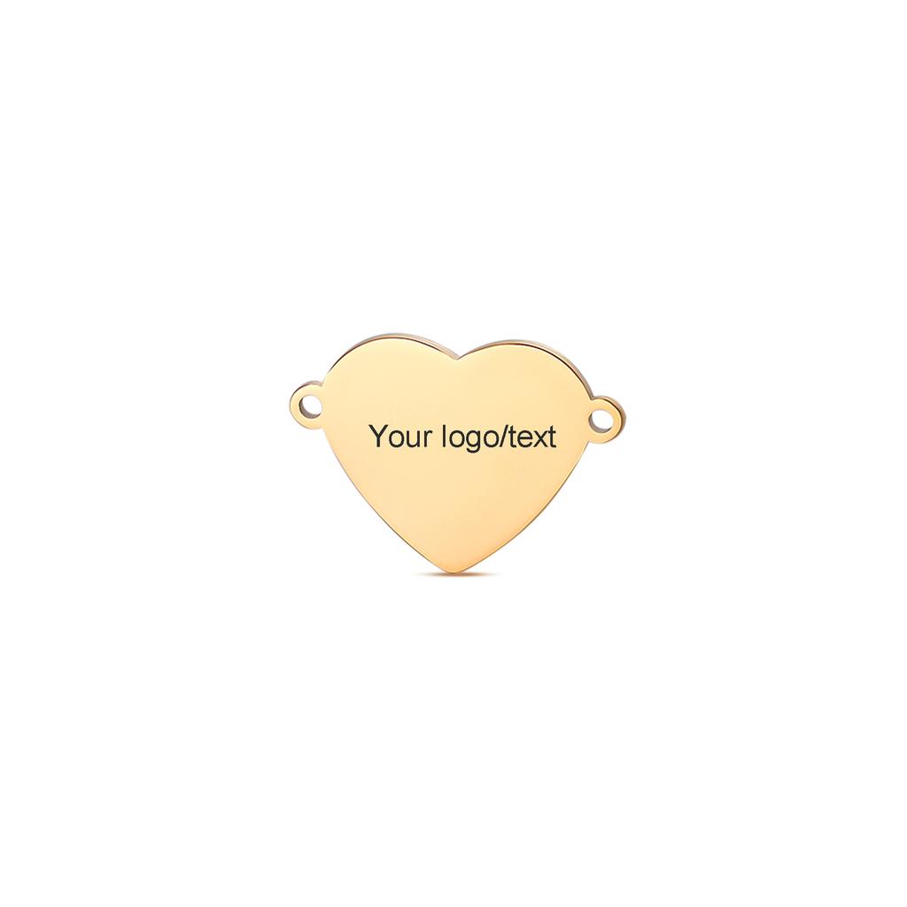 Wholesale 5pcs/lot Polished Stainless Steel Heart Tags Charms for DIY Jewelry Making Personalized name logo disc