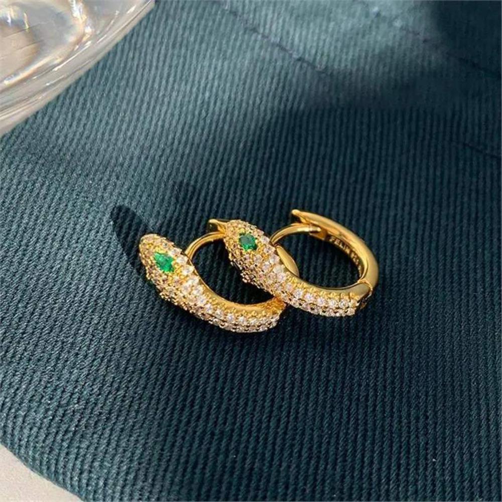 European and American Diamond-encrusted Snake Earrings Women's Light Luxury Niche Design Sense Advanced Earrings Buckle Cold Wind Unique Earrings