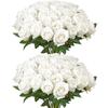 60 Pcs White Rose Artificial Flowers Realistic Bouquet for Xmas Home Decor