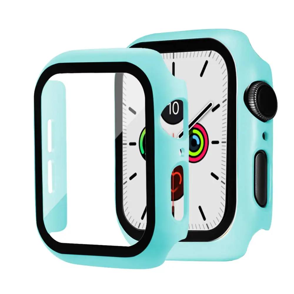 Tempered Glass+Case For Apple Watch Series 9 8 7 41mm 45mm 42mm PC Bumper Screen Protector Cover iWatch 6 5 4 Se 44mm 40mm Shell