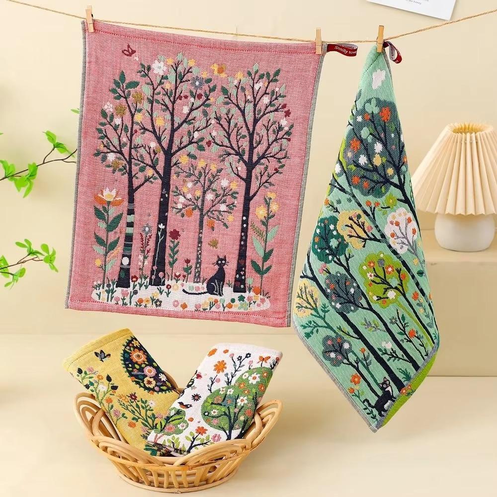 4pcs Quick Dry Pastoral Style Hand Towel 4 Layer Cotton Gauze Tea Towel Kitchen Towel  Bathroom