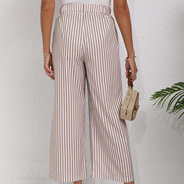 

Women s Plus Size High Waist Slimming Striped Wide Leg Commuter Pants L