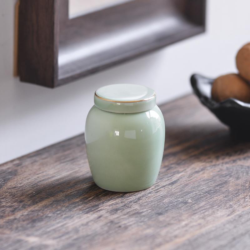 Nordic Mini Ceramic Tea Leaf Jar Fragrant Powder Sealing Portable Travel Small Tea Jar Gilded Porcelain Storage Bottle Container