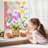6 Sheets Spring Gel Window Clings,Hello Springs, Flowers, Butterfly Bees, Birds for Spring Decorations, Easter Window Clings Holiday Party