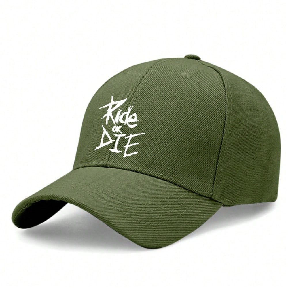 [Light Beige Baseball Cap] Ride Or Die Letter Print Polyester Adjustable Breathable Casual Streetwear Outdoor Sports Dad Hat For Men Women