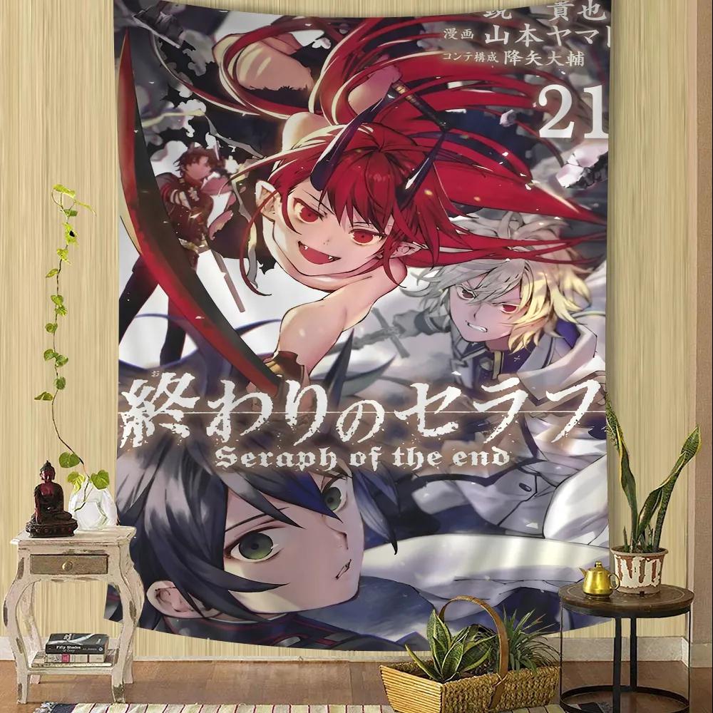 

Anime Seraph of The End Printed Large Wall Tapestry Hanging Tarot Hippie Wall Rugs Dorm Home Decor 74x94cm(29x37in)
