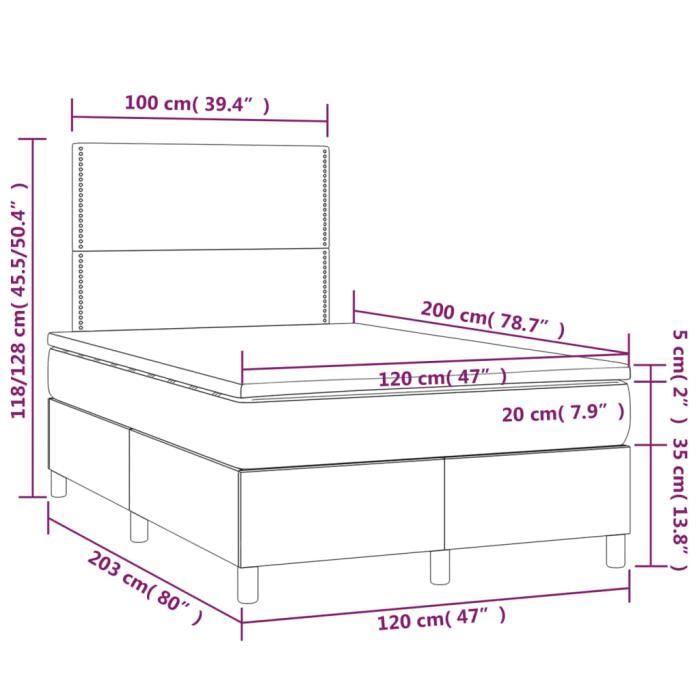 3142954 vidaXL Divan Bed and Mattress Dark Grey 120x200cm Velvet