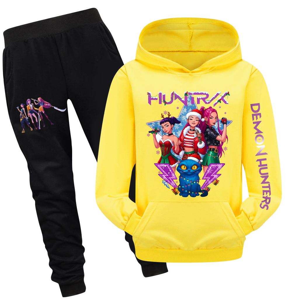 Children's Hooded Top And Pants Two-piece Tracksuit Set Long-sleeved Printed Sweatshirt Set