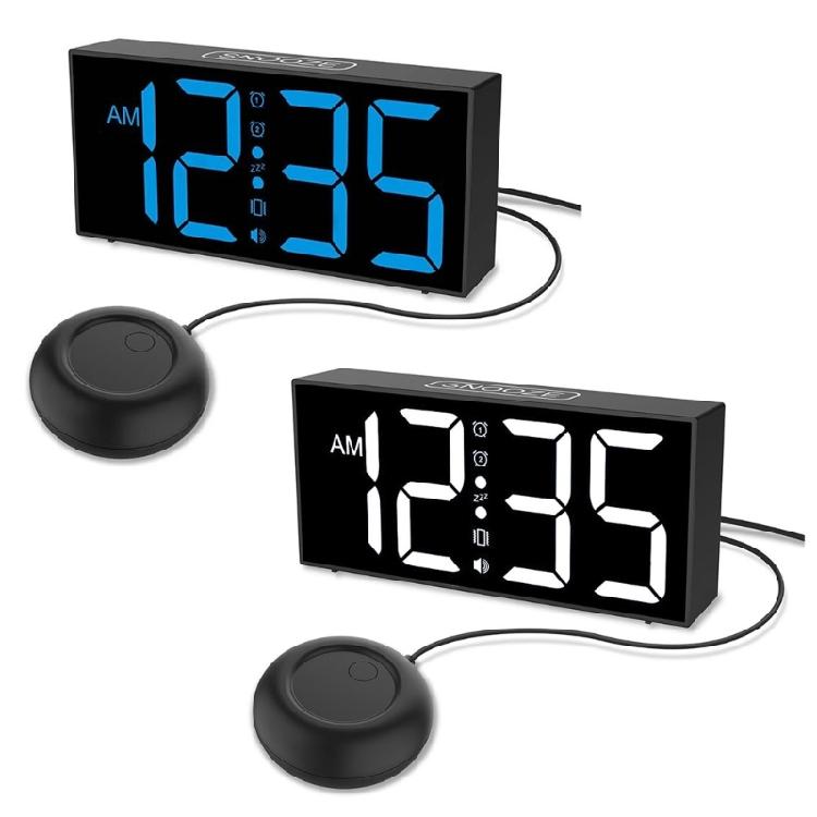 Alarm Clocks for Bedrooms Heavy Sleepers,Vibrating Alarm Clock with Bed Shaker,4Dimmers,Snoozes Brightness Adjustable