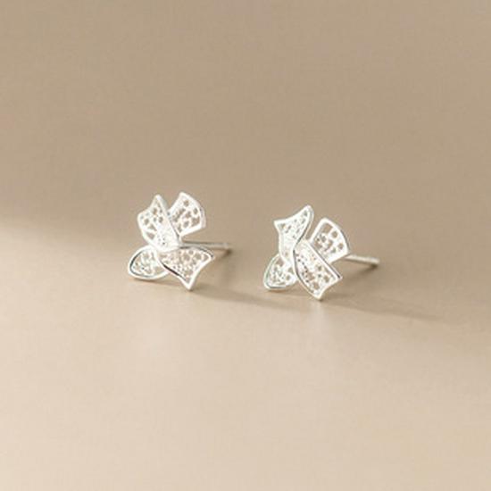 Blue Diamond Rhinestone Antler Fawn Stud Earrings - Simple, Elegant Christmas Mori Style for Women