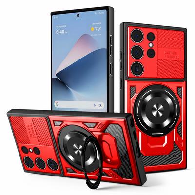 Multi-functional Rotatable Metal Ring Holder Magnetic Case for Samsung S25 Ultra S25 Edge Galaxy S24 FE S23 + S20 FE Cover
