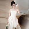 French tube top bride engagement dress women's light luxury niche light wedding dress certificate dress temperament long small white dress