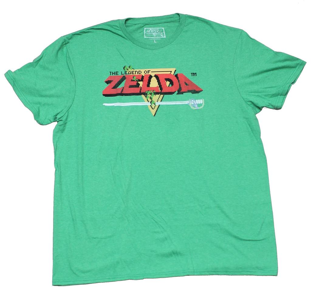 Legend of Zelda Adult New T-Shirt - NES Pixel Title Screen Pic