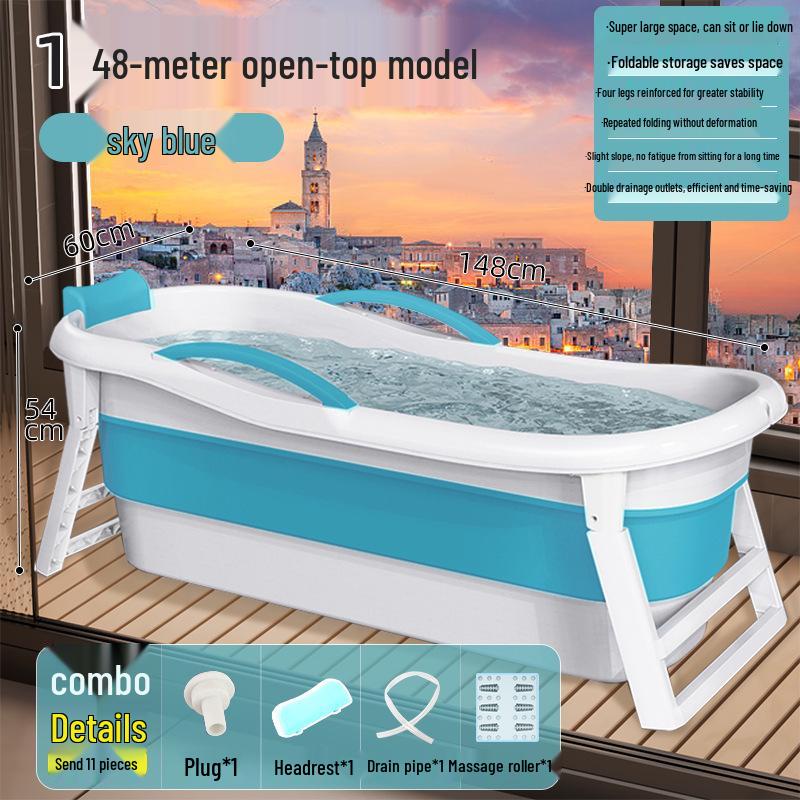 Large Adult Folding Bathtub: Full-Body Steaming, Thickened, Sit and Lie for Home Use