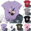 Women's Fashion Casual Printed Round Neck Short Sleeved T-Shirt Top T-Shirt Top Top
