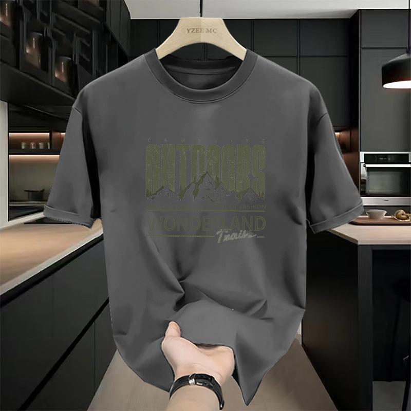 100% Pure Cotton 2025 Summer New Japanese Short Sleeved T-shirt for Men, Retro and Trendy Printed Round Neck Half Sleeved Student