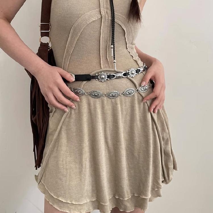 Female Belt Decorative Thin Waist Belt Black Leathers Belts for Dress Jeans