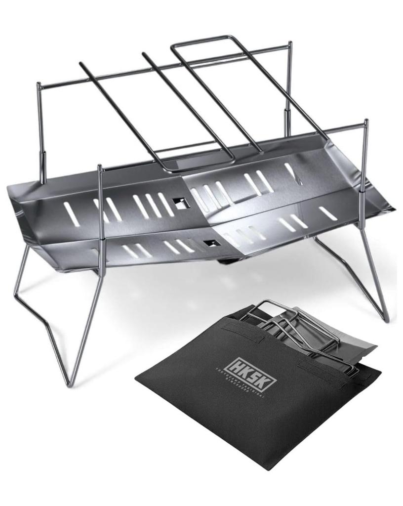 Tokyo Camp HAKOSUKA Foldable Fire Pit A4 Lightweight Stainless Perfect for Solo and - Size, Compact, (985g), Steel, Camping, Outdoors, BBQ.