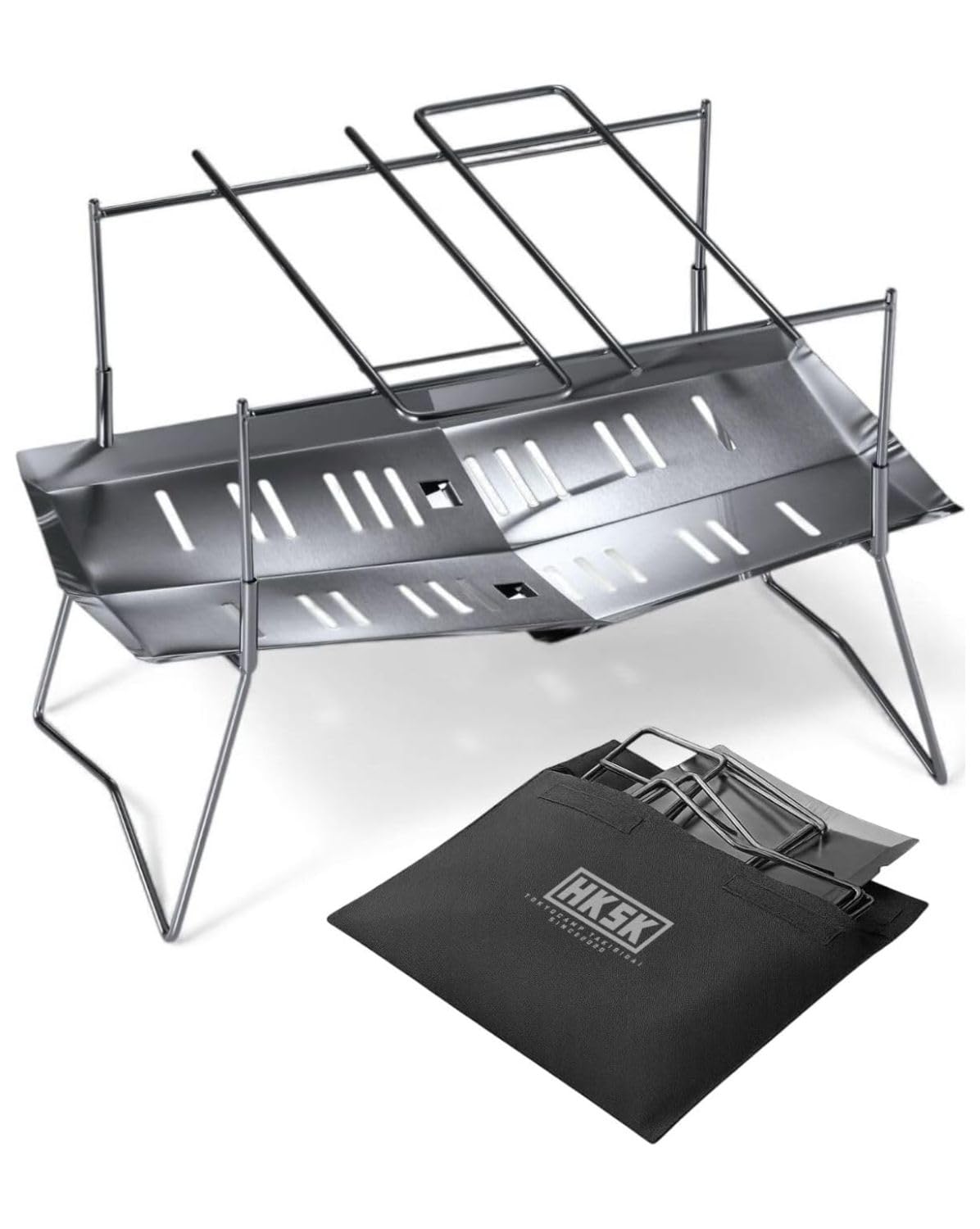 Tokyo Camp HAKOSUKA Foldable Fire Pit A4 Lightweight Stainless Perfect for Solo and - Size, Compact, (985g), Steel, Camping, Outdoors, BBQ.