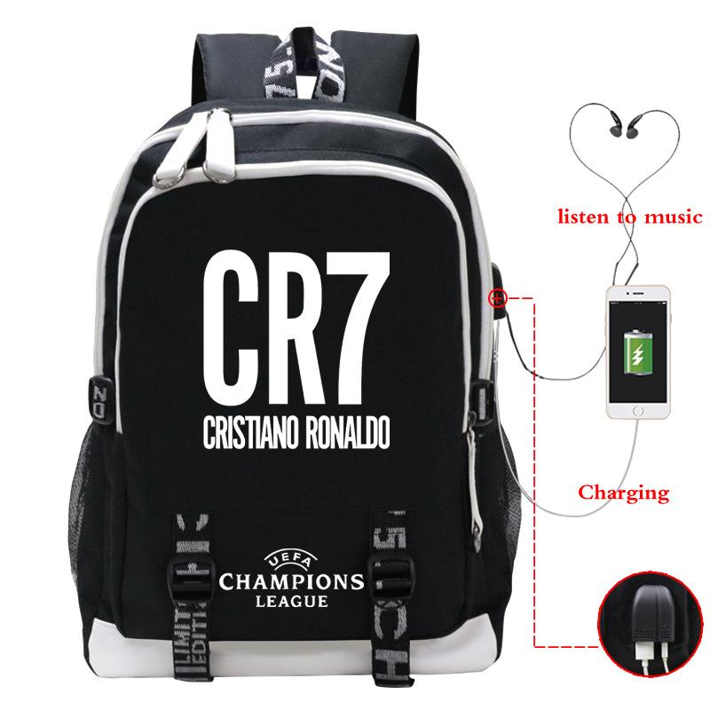 Football Player C Luo'S Peripheral Printed Primary And Secondary School Students Backpack Large-Capacity Leisure Travel Bag