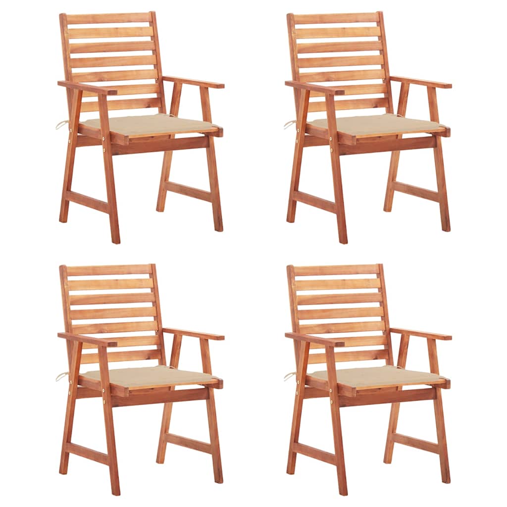 Garden Dining Chairs 4 pcs with Cushions Solid Acacia Wood