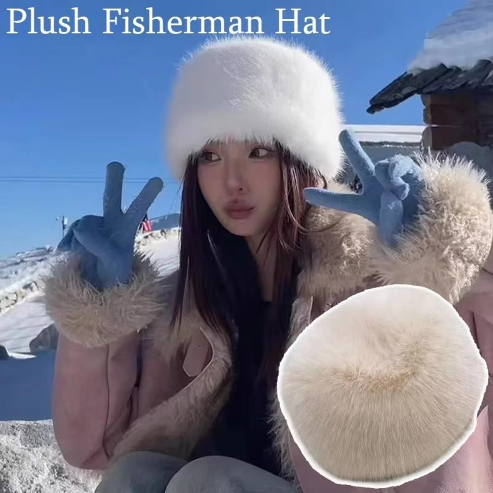 Warm Fisherman Hat Plush Mongolian Cap Fashion Snow Ski Cap  Women