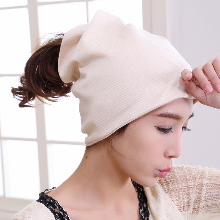 Striped Cotton Postpartum Mommy Beanie