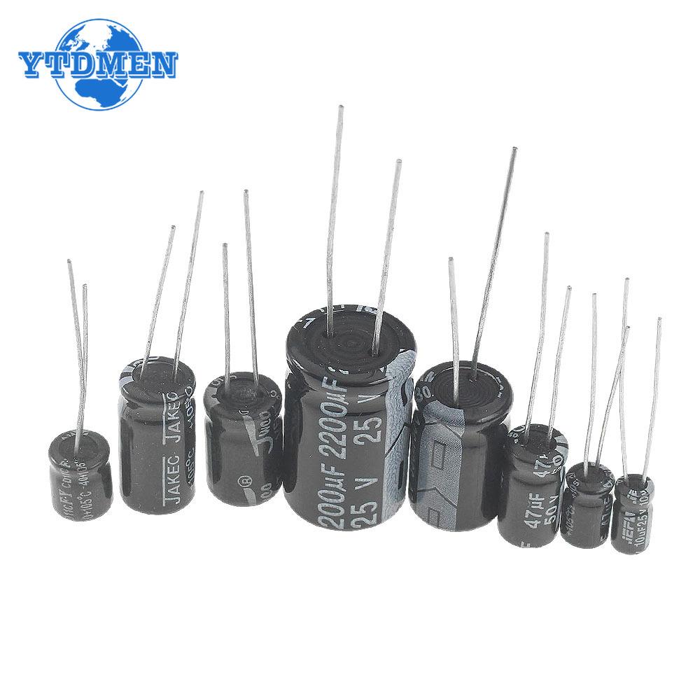Elektrolytkondensator-Kit 1uF-2200uF Aluminium-Elektrolytkondensatoren-Sortimentsset 16V 25V 50V