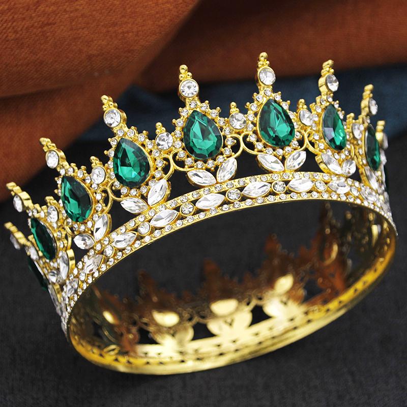 Royal Queen King Tiaras and Crowns for Women Princess Prom Wedding Party Full Round Diadem Bridal Hair Jewelry Accessories