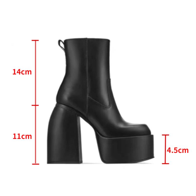 

Pu Leather Over-The-Knee Boots Women Punk Shoes Platform High-Heel Boots Chunky Motorcycle Black Autumn Mid-Calf Winter 43