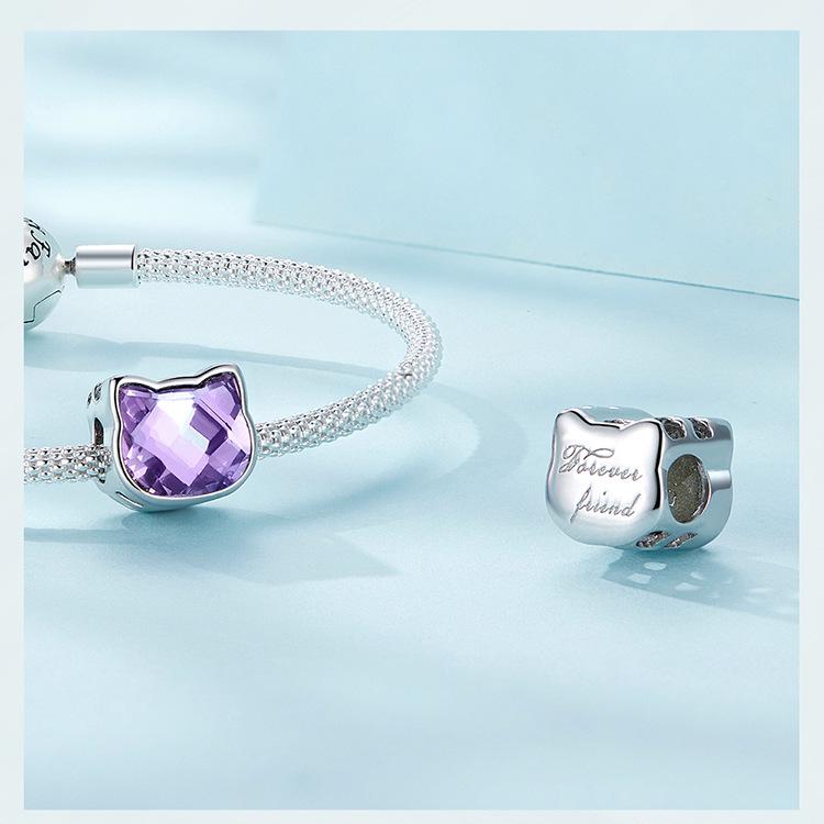 Silver Ziyun Colorful Cat S925 Silver Beads – Cute Pet DIY Bracelet Beads SCC2469