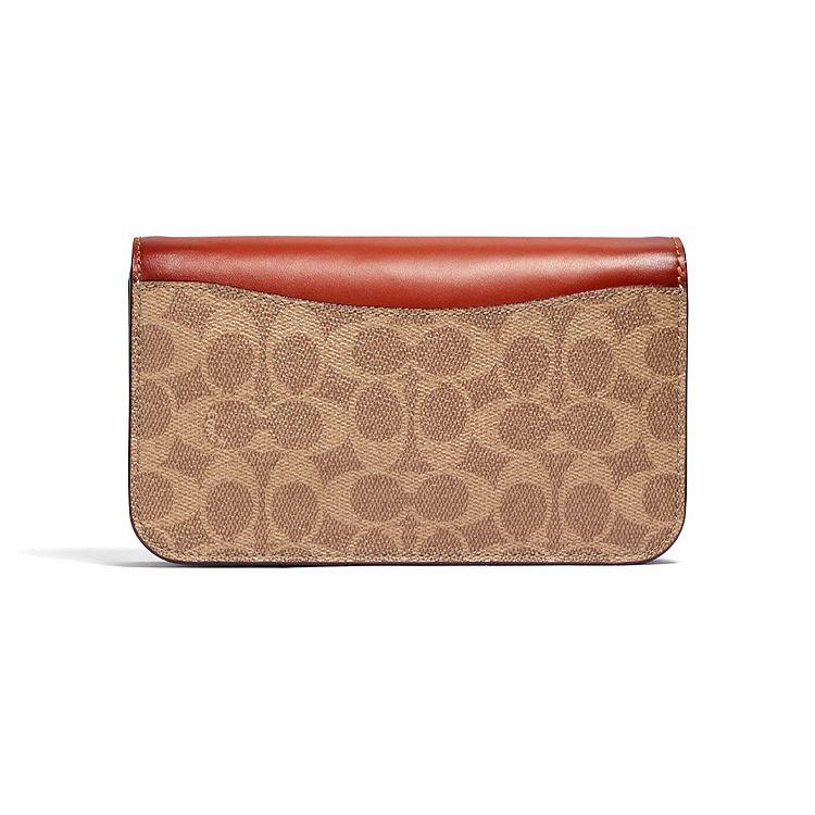 Coach Hayden 20 Classic Monogram Flap Canvas And Leather Crossbody Bag Small Women bags Brass Brown Rust C5362-B4NQ4