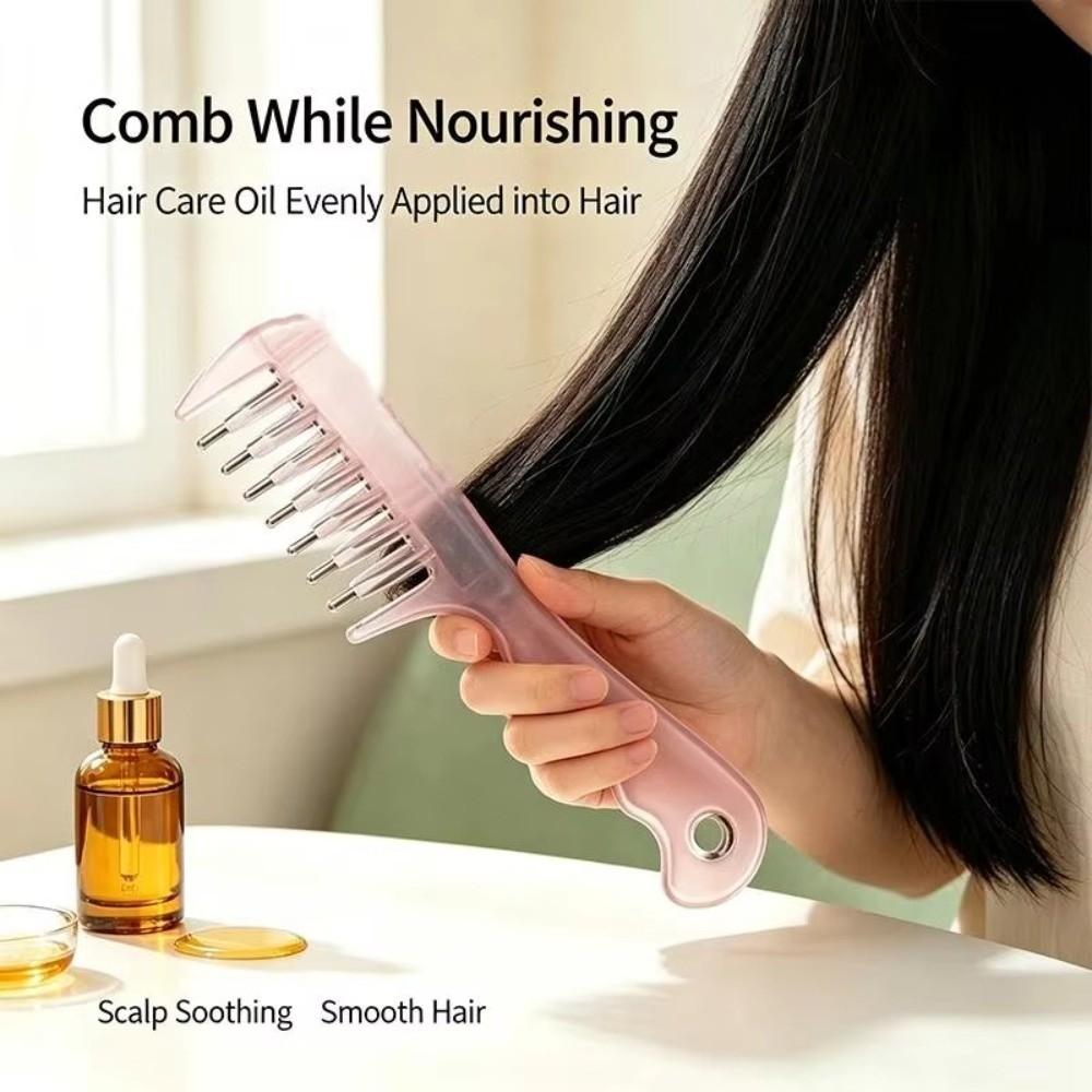 Rolling Metal Teeth Scalp Liquid Guide Comb Essential Oil Applicator Home Salon Use