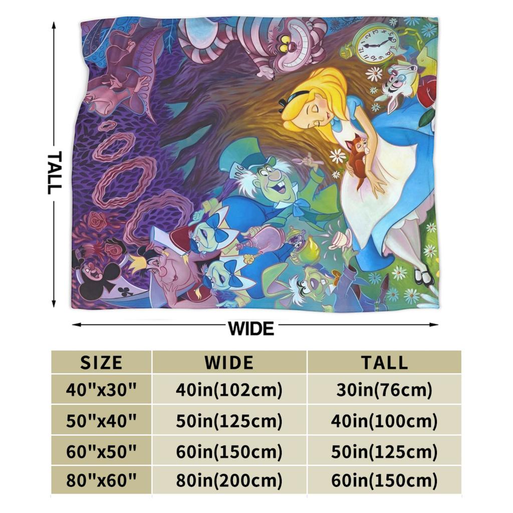 Princess Alice in Wonderland Blanket Super Soft Warm  Throw Blankets for Couch 50x60 Inch Multiple Sizes Plush Thin Quilt
