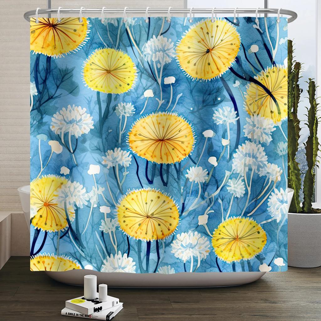 Watercolor Floral Shower Curtain for Bathroom Spring Elegant Flower Printed Bath Curtain Botanical Wildflower Bathroom Decor