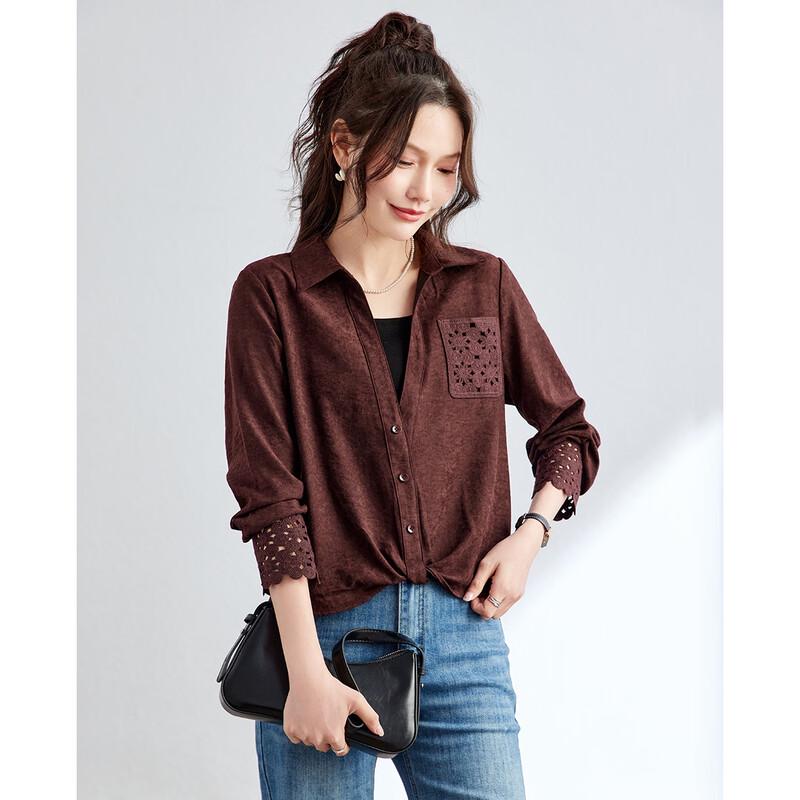 

TERRE BLEUE Women s Lace Spliced Blouse L