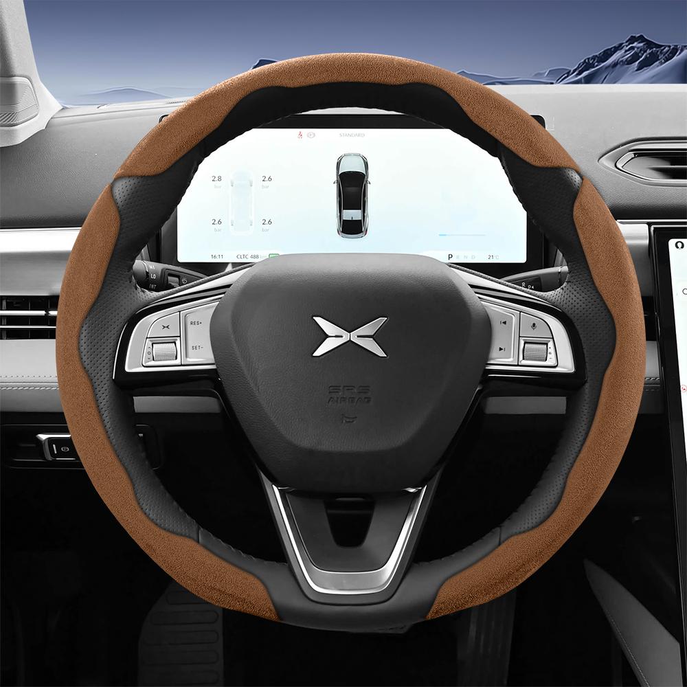 bpzsw1 Suitable for Xpeng Sports Suede Steering Wheel Cover, Split Snap-On Style, Non-Slip and Durable, for Models Such as G6, G9, P7, P7+, X9, G3,