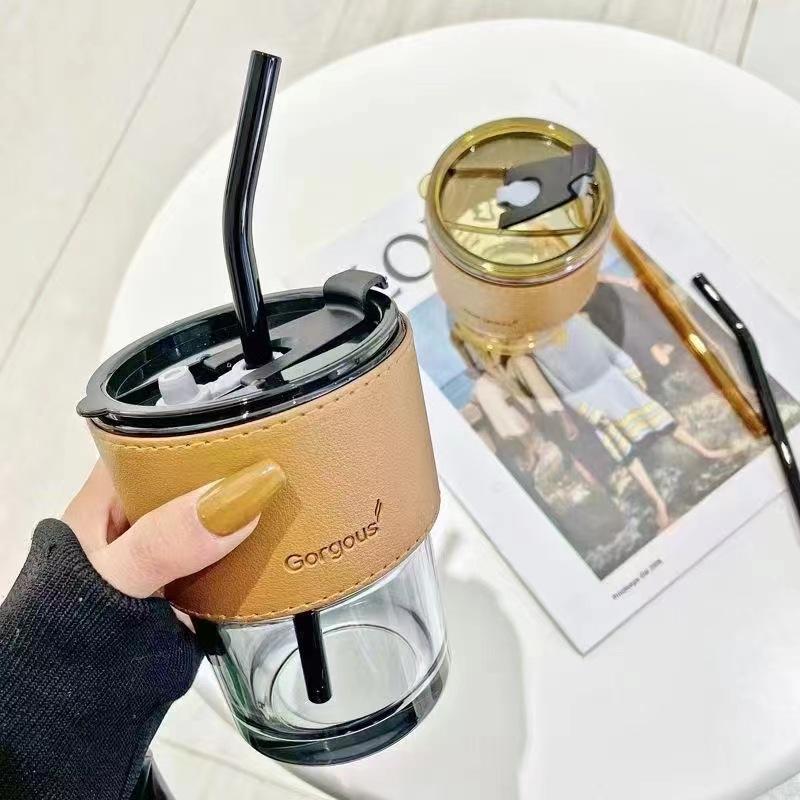 Creative High-Value Bamboo Cup Straw Glass Women'S Feng Shui Cup Portable Office Cup Coffee Cup