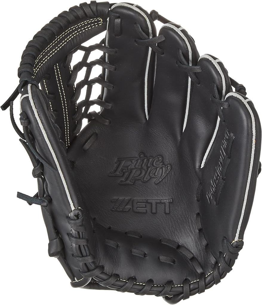 ZETT Gummi-Baseball-Softballhandschuh Fine Play Allround Schwarz Nähen Champagner Gold Zum Werfen BSGB3910AZ (Handschuh) Gewinde Rechtsgewinde