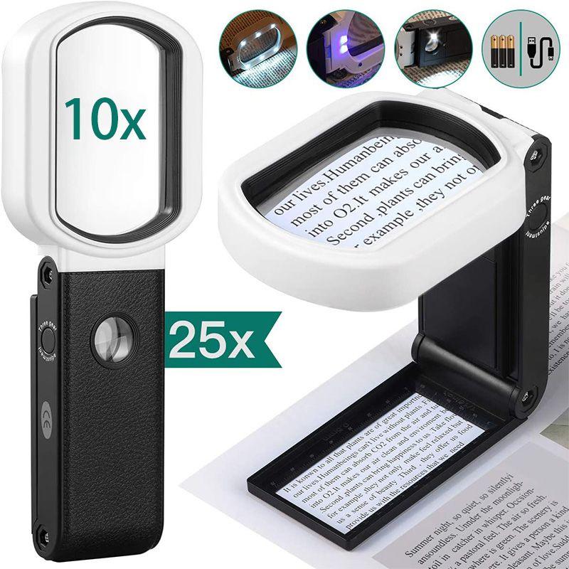 25x 10x Led Rectangular Magnifying Glass Powerful Magnification For Clear And Distortion-free Images